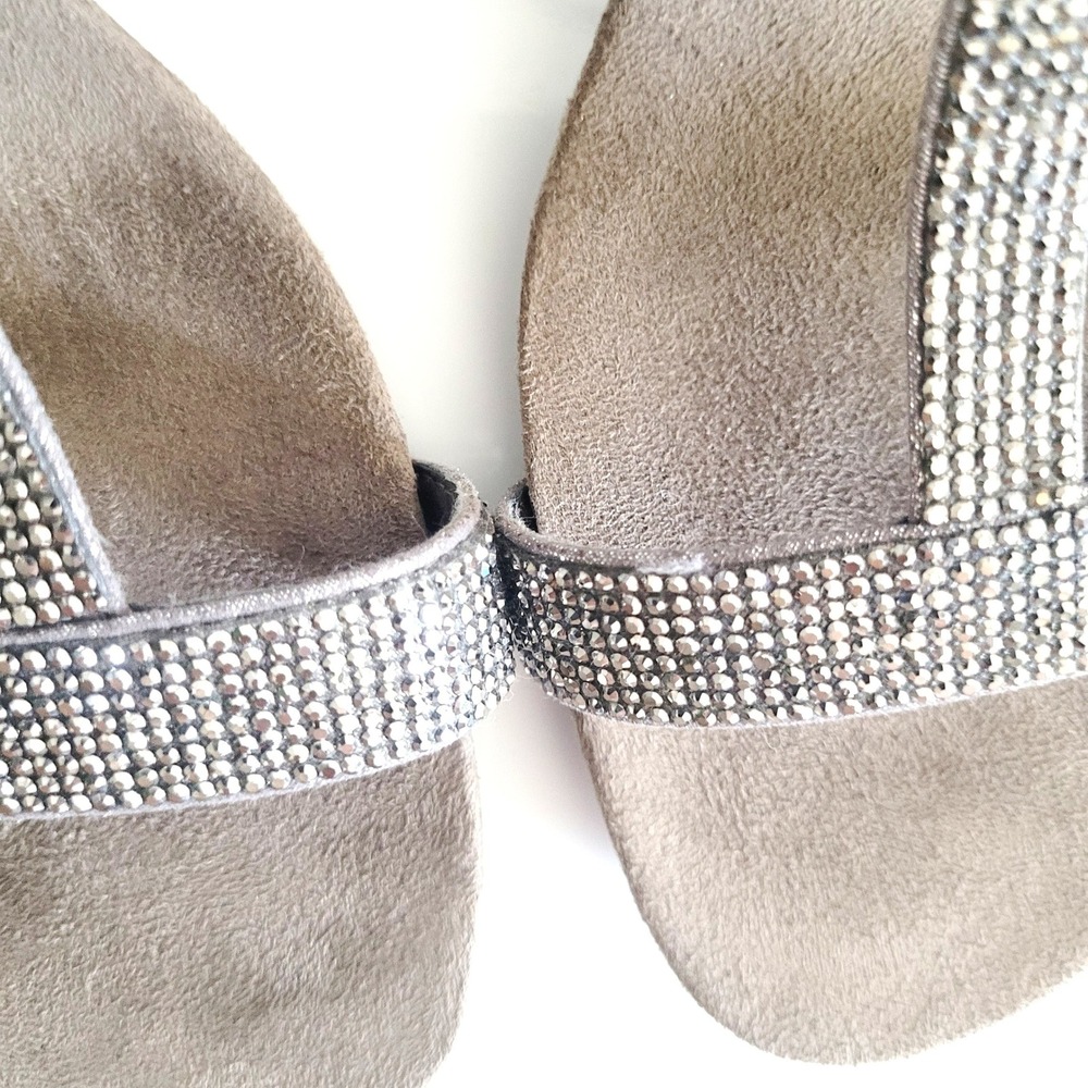 Style & Co Mulan Embellished Wedge Sandals 9M Silver Grey Rhinestone T-strap Y2K - Picture 14 of 17